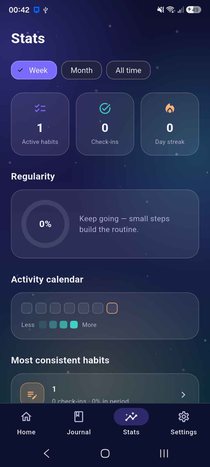 Minimal Life Tracker statistics screen